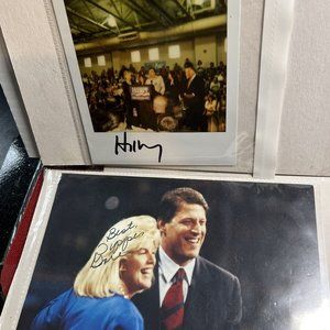 Hillary Clinton Signed Polaroid Photo & Tipper Gore signed Postcard Presidential
